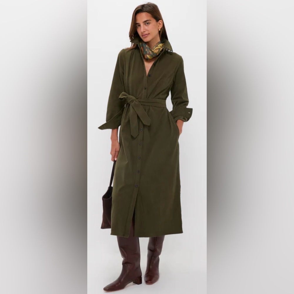 Tuckernuck Olive Wide Wale Corduroy Tara Shirt Dress NWT